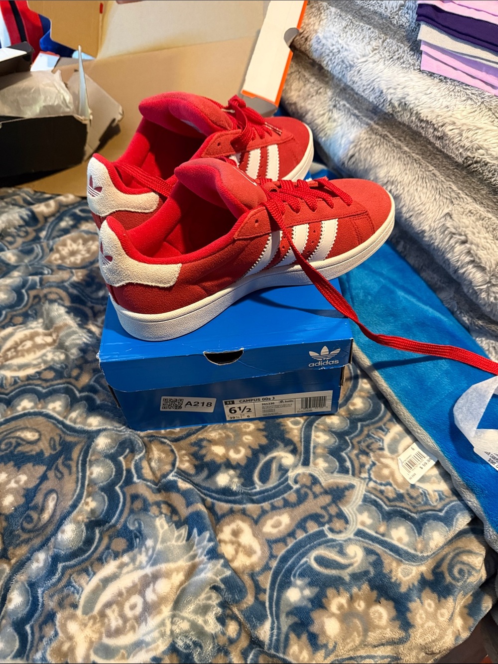 adidas Kids Red and White Low-Top Sneakers